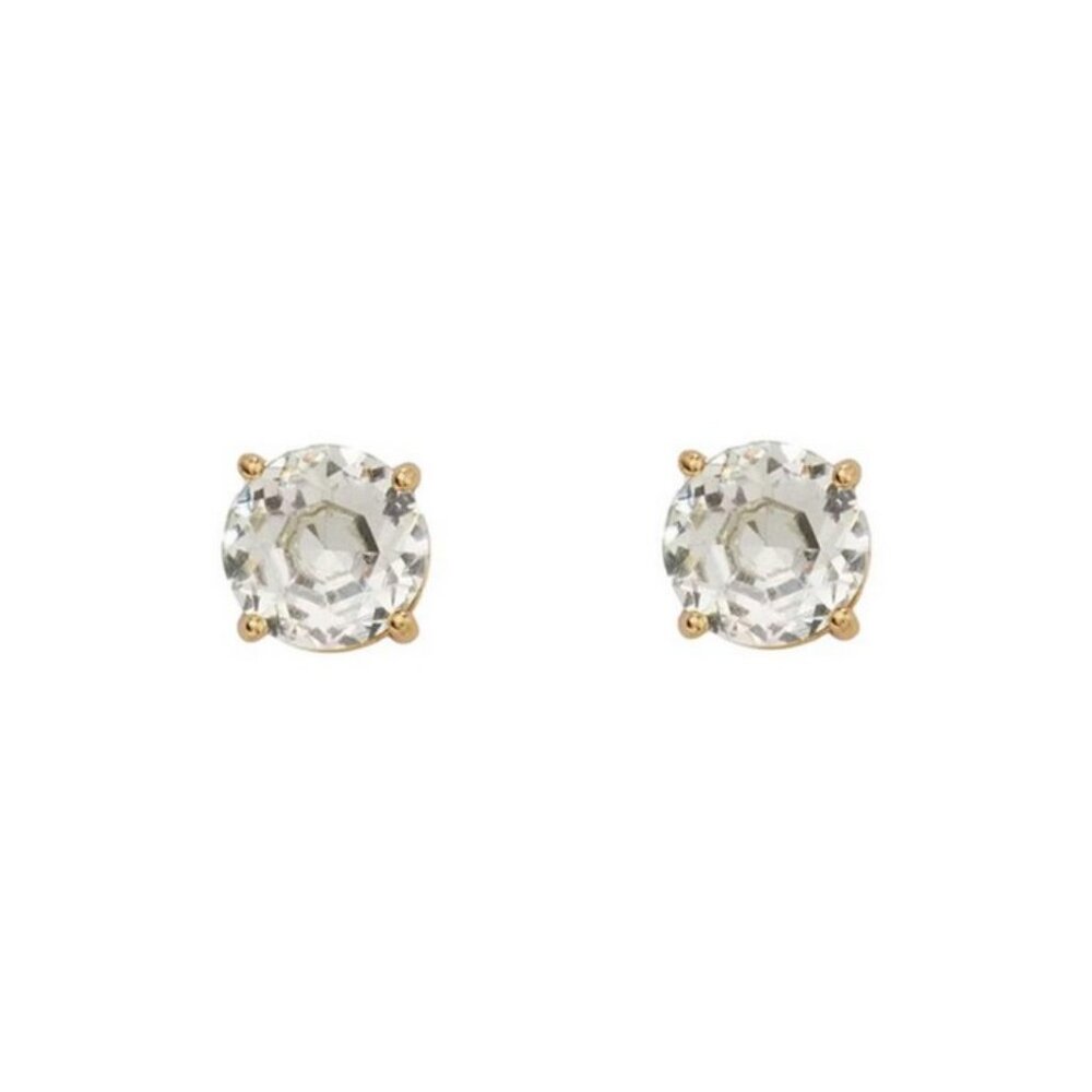 Kate Spade Earrings Gumdrop Studs Small Clear Gold Womens Jewelry Gift NEW NWT